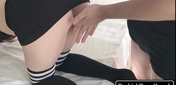  Little Turkish college girl gets huge cumshot on her tits